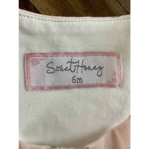 SweetHoney Sleeveless Knit Cotton Romper - Loose Coral Buds Orange Green 6M - Picture 6 of 8